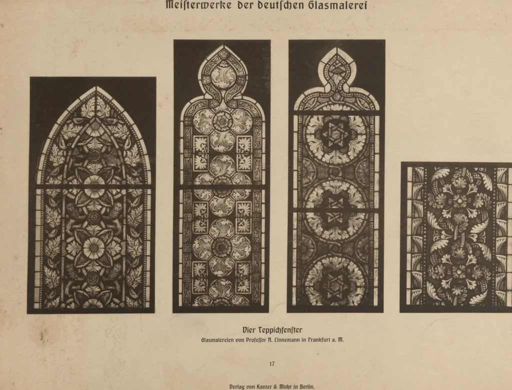 An illustration from Meisterwerke der deutschen Glasmalerei / hrsg. vom Badischen Kunstgewerbe-Verein aus Anlass der im Jahre 1901 stattgefundenen Glasmalerei-ausstellung zu Karlsruhe i. B. 100 Tafeln in Lichtdruck nebst einem Begleitwort von F. S. Meyer, 1903, leaf 47
