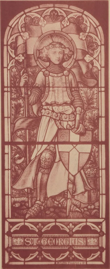 An illustration from Meisterwerke der deutschen Glasmalerei / hrsg. vom Badischen Kunstgewerbe-Verein aus Anlass der im Jahre 1901 stattgefundenen Glasmalerei-ausstellung zu Karlsruhe i. B. 100 Tafeln in Lichtdruck nebst einem Begleitwort von F. S. Meyer, 1903, leaf 49