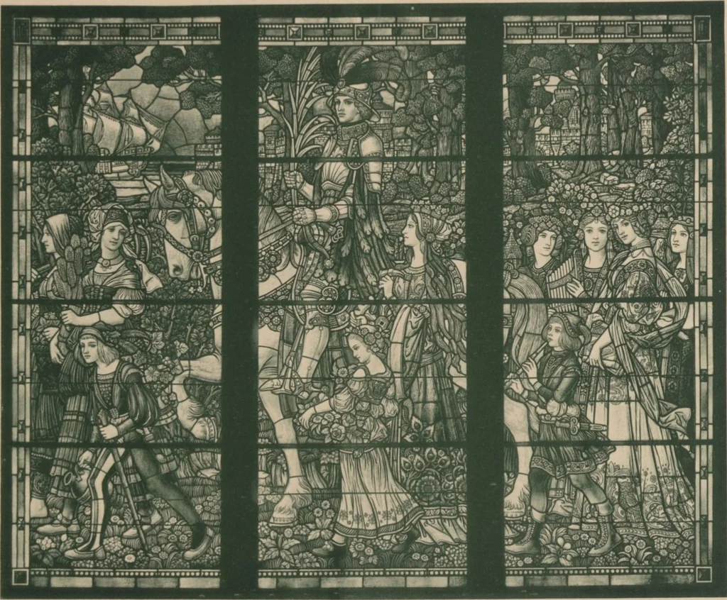 An illustration from Meisterwerke der deutschen Glasmalerei / hrsg. vom Badischen Kunstgewerbe-Verein aus Anlass der im Jahre 1901 stattgefundenen Glasmalerei-ausstellung zu Karlsruhe i. B. 100 Tafeln in Lichtdruck nebst einem Begleitwort von F. S. Meyer, 1903, leaf 53
