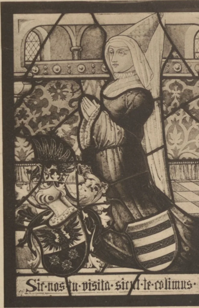 An illustration from Meisterwerke der deutschen Glasmalerei / hrsg. vom Badischen Kunstgewerbe-Verein aus Anlass der im Jahre 1901 stattgefundenen Glasmalerei-ausstellung zu Karlsruhe i. B. 100 Tafeln in Lichtdruck nebst einem Begleitwort von F. S. Meyer, 1903, leaf 55