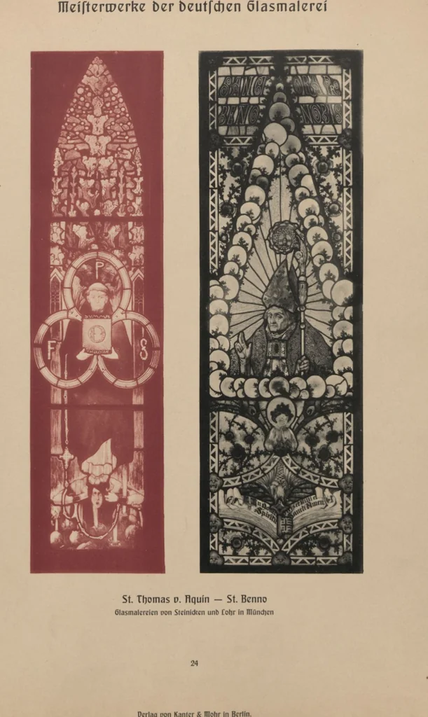 An illustration from Meisterwerke der deutschen Glasmalerei / hrsg. vom Badischen Kunstgewerbe-Verein aus Anlass der im Jahre 1901 stattgefundenen Glasmalerei-ausstellung zu Karlsruhe i. B. 100 Tafeln in Lichtdruck nebst einem Begleitwort von F. S. Meyer, 1903, leaf 61