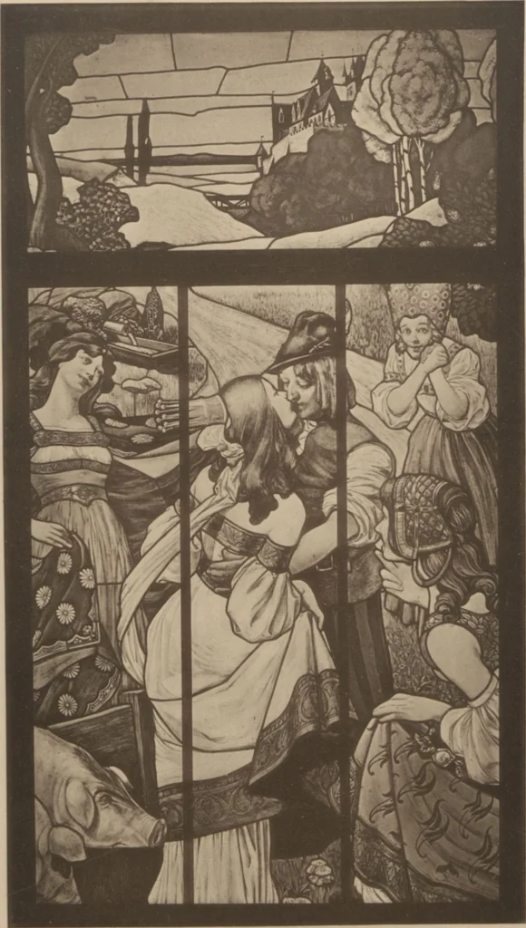 An illustration from Meisterwerke der deutschen Glasmalerei / hrsg. vom Badischen Kunstgewerbe-Verein aus Anlass der im Jahre 1901 stattgefundenen Glasmalerei-ausstellung zu Karlsruhe i. B. 100 Tafeln in Lichtdruck nebst einem Begleitwort von F. S. Meyer, 1903, leaf 67