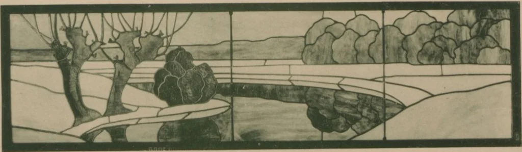 An illustration from Meisterwerke der deutschen Glasmalerei / hrsg. vom Badischen Kunstgewerbe-Verein aus Anlass der im Jahre 1901 stattgefundenen Glasmalerei-ausstellung zu Karlsruhe i. B. 100 Tafeln in Lichtdruck nebst einem Begleitwort von F. S. Meyer, 1903, leaf 81