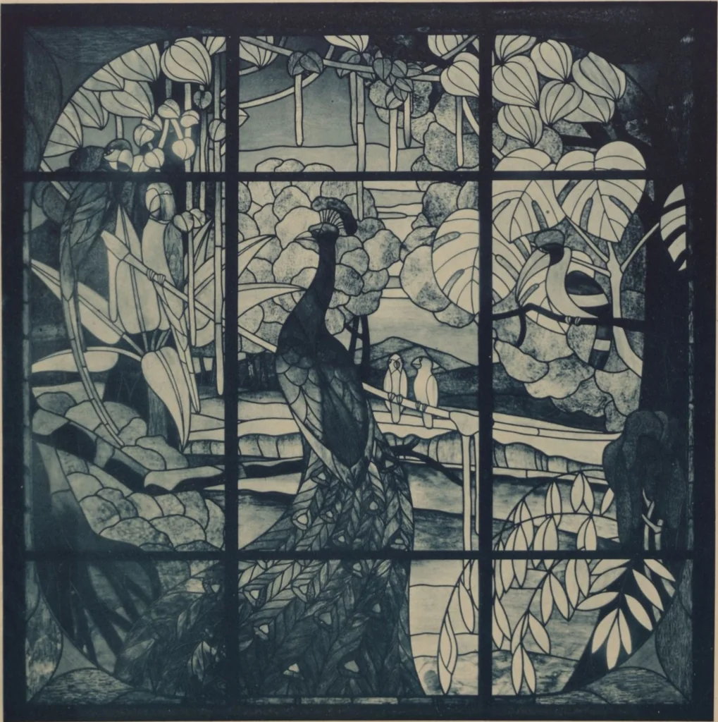 An illustration from Meisterwerke der deutschen Glasmalerei / hrsg. vom Badischen Kunstgewerbe-Verein aus Anlass der im Jahre 1901 stattgefundenen Glasmalerei-ausstellung zu Karlsruhe i. B. 100 Tafeln in Lichtdruck nebst einem Begleitwort von F. S. Meyer, 1903, leaf 83