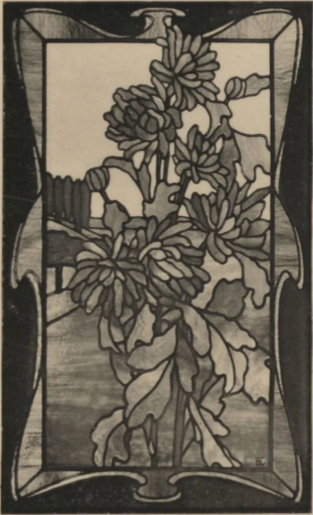 An illustration from Meisterwerke der deutschen Glasmalerei / hrsg. vom Badischen Kunstgewerbe-Verein aus Anlass der im Jahre 1901 stattgefundenen Glasmalerei-ausstellung zu Karlsruhe i. B. 100 Tafeln in Lichtdruck nebst einem Begleitwort von F. S. Meyer, 1903, leaf 87