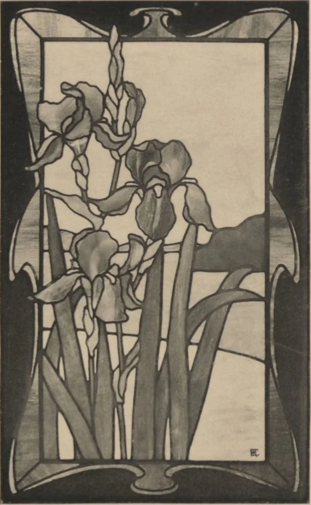 An illustration from Meisterwerke der deutschen Glasmalerei / hrsg. vom Badischen Kunstgewerbe-Verein aus Anlass der im Jahre 1901 stattgefundenen Glasmalerei-ausstellung zu Karlsruhe i. B. 100 Tafeln in Lichtdruck nebst einem Begleitwort von F. S. Meyer, 1903, leaf 87
