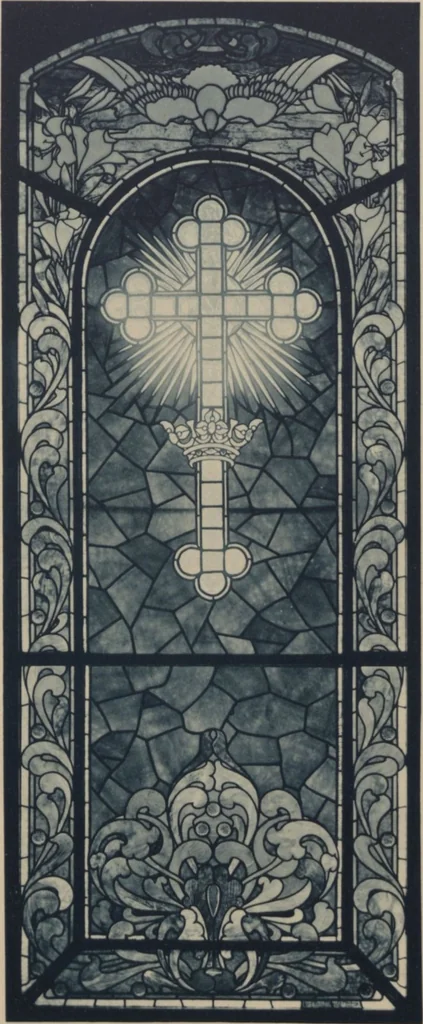 An illustration from Meisterwerke der deutschen Glasmalerei / hrsg. vom Badischen Kunstgewerbe-Verein aus Anlass der im Jahre 1901 stattgefundenen Glasmalerei-ausstellung zu Karlsruhe i. B. 100 Tafeln in Lichtdruck nebst einem Begleitwort von F. S. Meyer, 1903, leaf 89