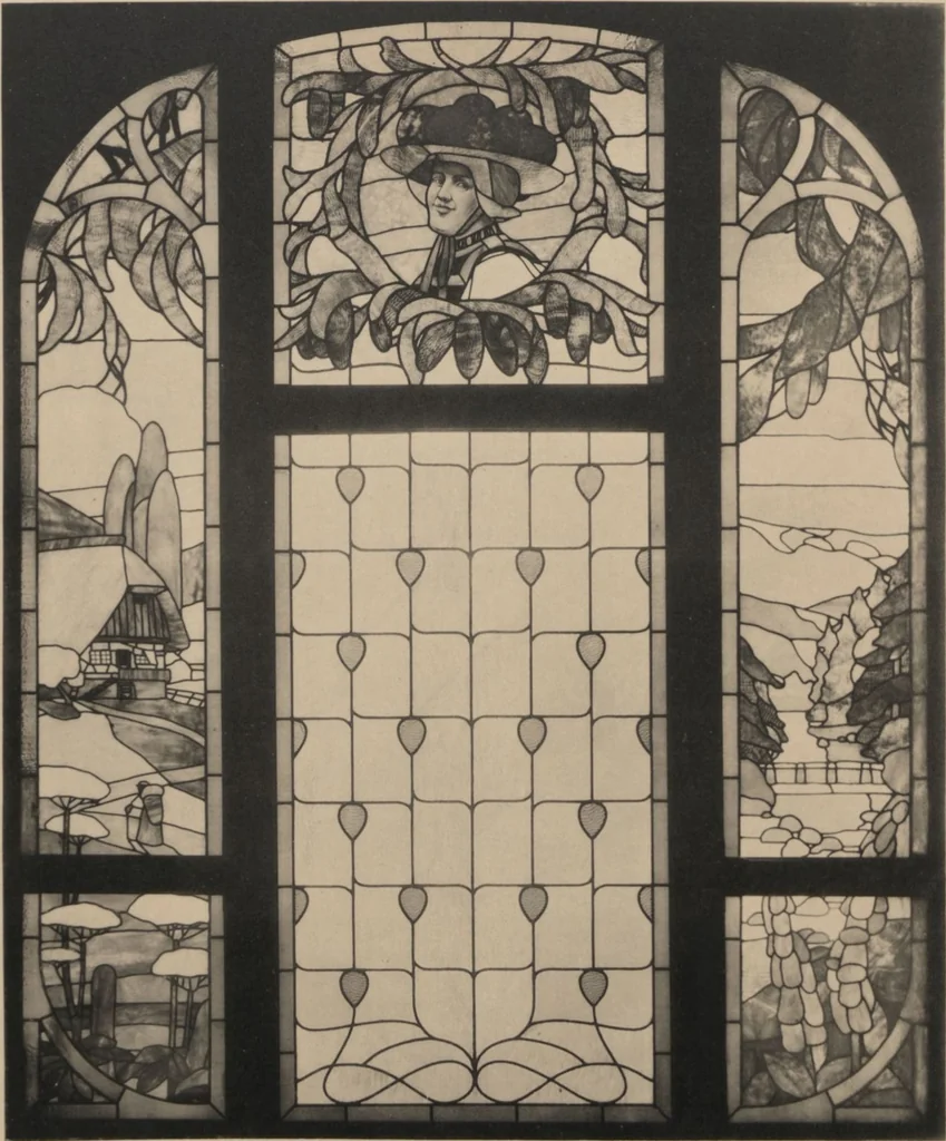 An illustration from Meisterwerke der deutschen Glasmalerei / hrsg. vom Badischen Kunstgewerbe-Verein aus Anlass der im Jahre 1901 stattgefundenen Glasmalerei-ausstellung zu Karlsruhe i. B. 100 Tafeln in Lichtdruck nebst einem Begleitwort von F. S. Meyer, 1903, leaf 91