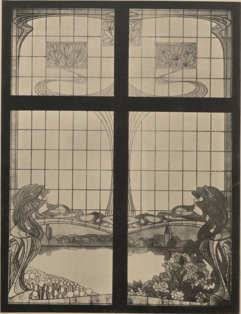 An illustration from Meisterwerke der deutschen Glasmalerei / hrsg. vom Badischen Kunstgewerbe-Verein aus Anlass der im Jahre 1901 stattgefundenen Glasmalerei-ausstellung zu Karlsruhe i. B. 100 Tafeln in Lichtdruck nebst einem Begleitwort von F. S. Meyer, 1903, leaf 93
