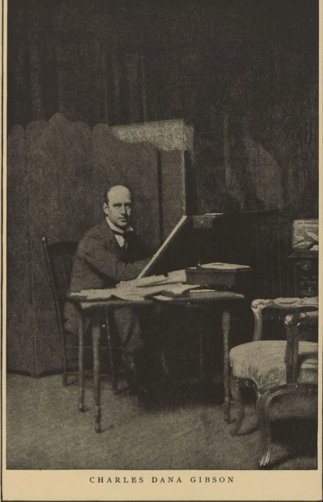 An illustration from Catalogue of the Collier collection, an important collection of original drawings and paintings by distinguished American painters and illustrators, works especially executed for and exclusively reproduced in Collier's weekly, on exhibition November 1 to 8, 1905, [at] the American Art Galleries, 1905, leaf 15