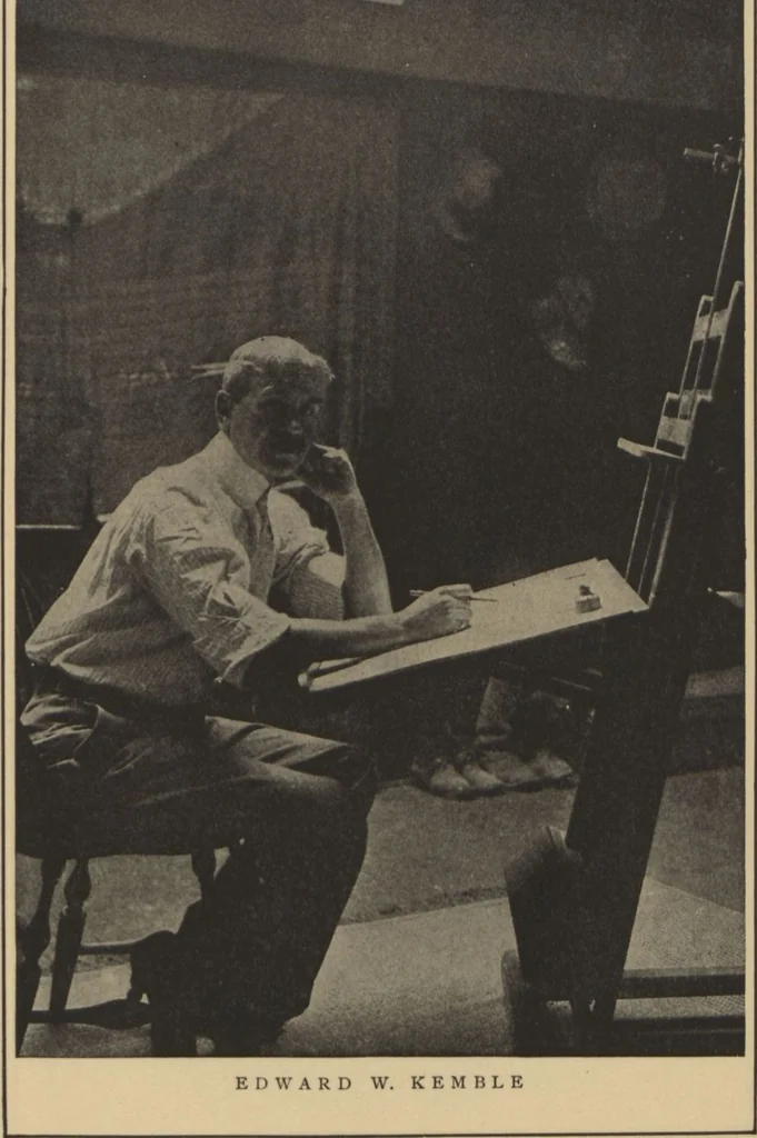 An illustration from Catalogue of the Collier collection, an important collection of original drawings and paintings by distinguished American painters and illustrators, works especially executed for and exclusively reproduced in Collier's weekly, on exhibition November 1 to 8, 1905, [at] the American Art Galleries, 1905, leaf 19