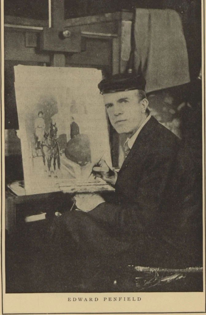 An illustration from Catalogue of the Collier collection, an important collection of original drawings and paintings by distinguished American painters and illustrators, works especially executed for and exclusively reproduced in Collier's weekly, on exhibition November 1 to 8, 1905, [at] the American Art Galleries, 1905, leaf 23