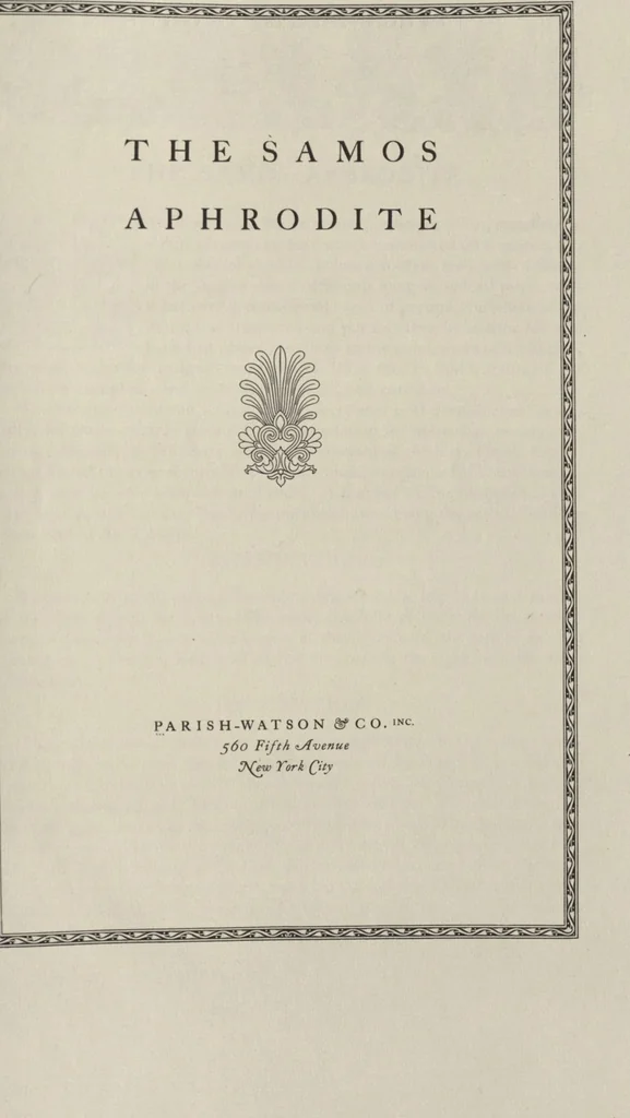 An illustration from The Samos Aphrodite, 1918, leaf 5