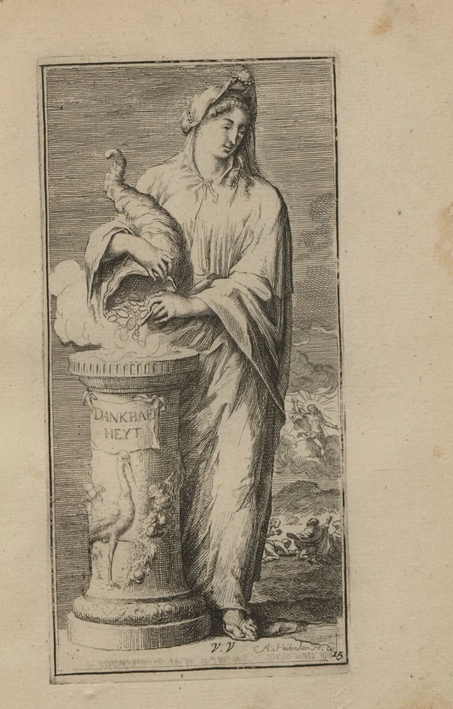 An illustration from Toneel van Sinnebeelden : geopent tot Dienst van Schilders Beelthouders etc / door A. Houbraken, 1736, leaf 119