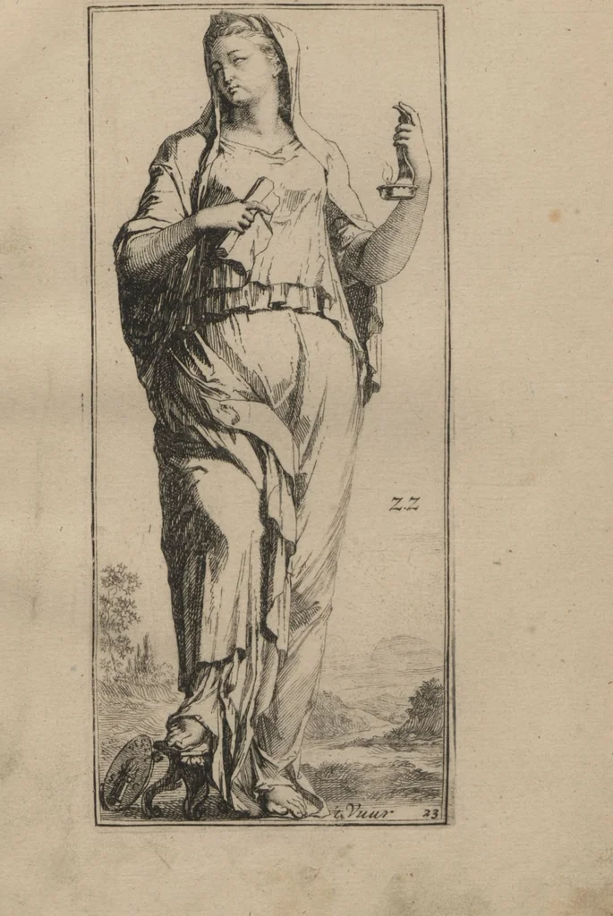 An illustration from Toneel van Sinnebeelden : geopent tot Dienst van Schilders Beelthouders etc / door A. Houbraken, 1736, leaf 127
