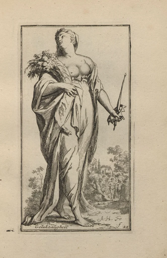 An illustration from Toneel van Sinnebeelden : geopent tot Dienst van Schilders Beelthouders etc / door A. Houbraken, 1736, leaf 19