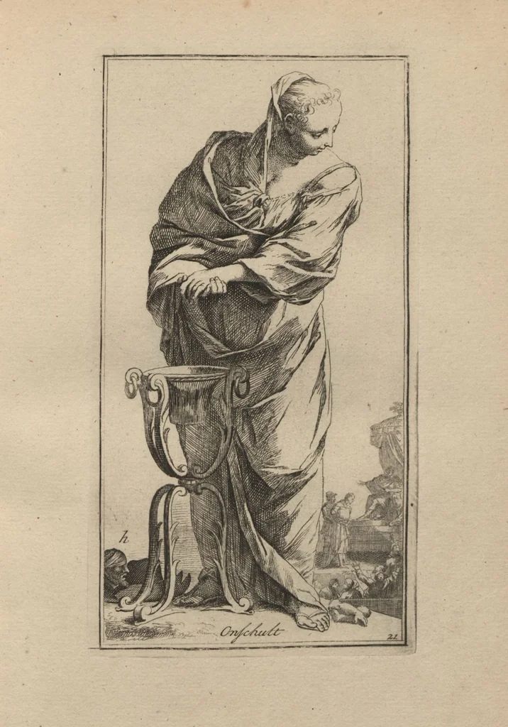 An illustration from Toneel van Sinnebeelden : geopent tot Dienst van Schilders Beelthouders etc / door A. Houbraken, 1736, leaf 23