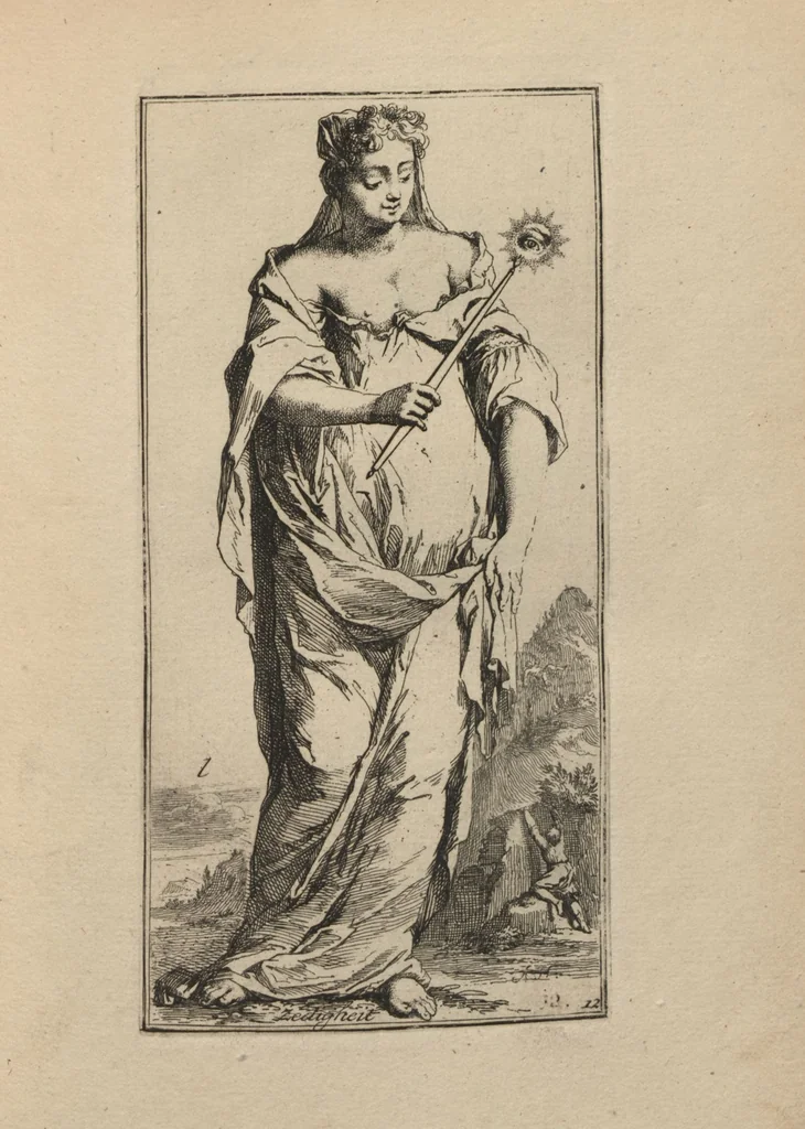 An illustration from Toneel van Sinnebeelden : geopent tot Dienst van Schilders Beelthouders etc / door A. Houbraken, 1736, leaf 31