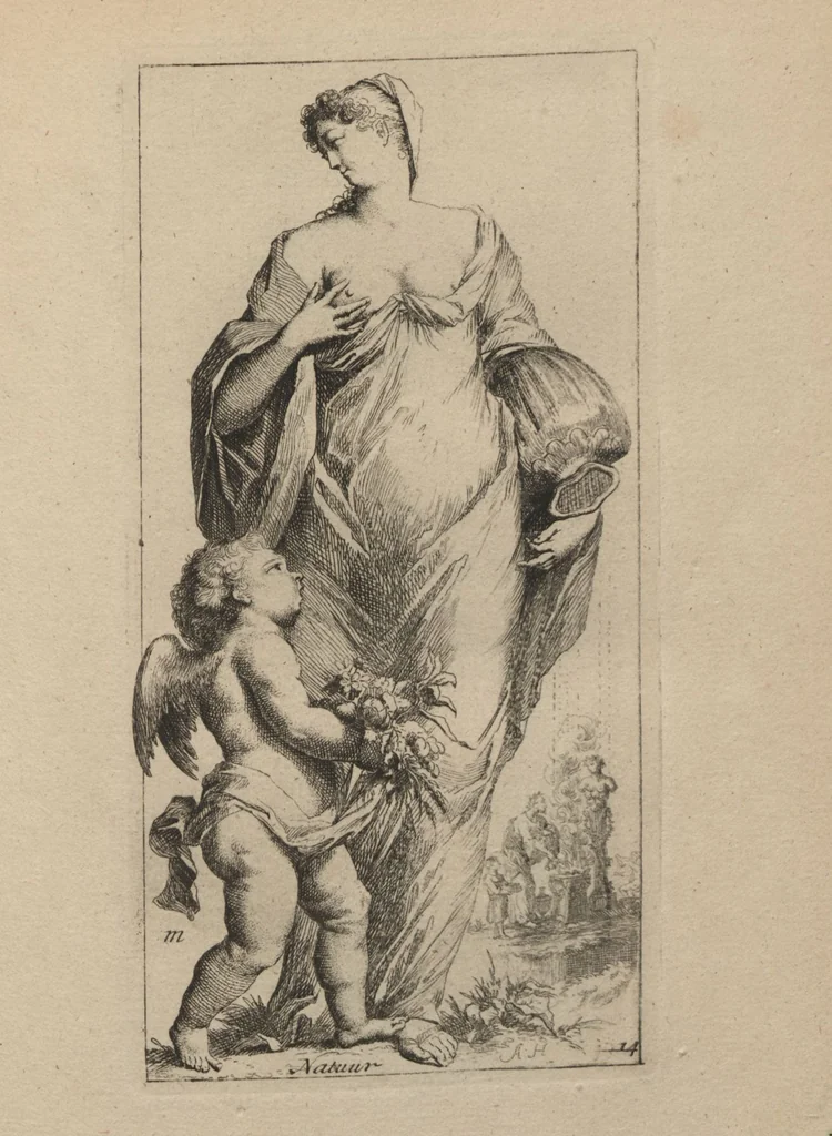 An illustration from Toneel van Sinnebeelden : geopent tot Dienst van Schilders Beelthouders etc / door A. Houbraken, 1736, leaf 33