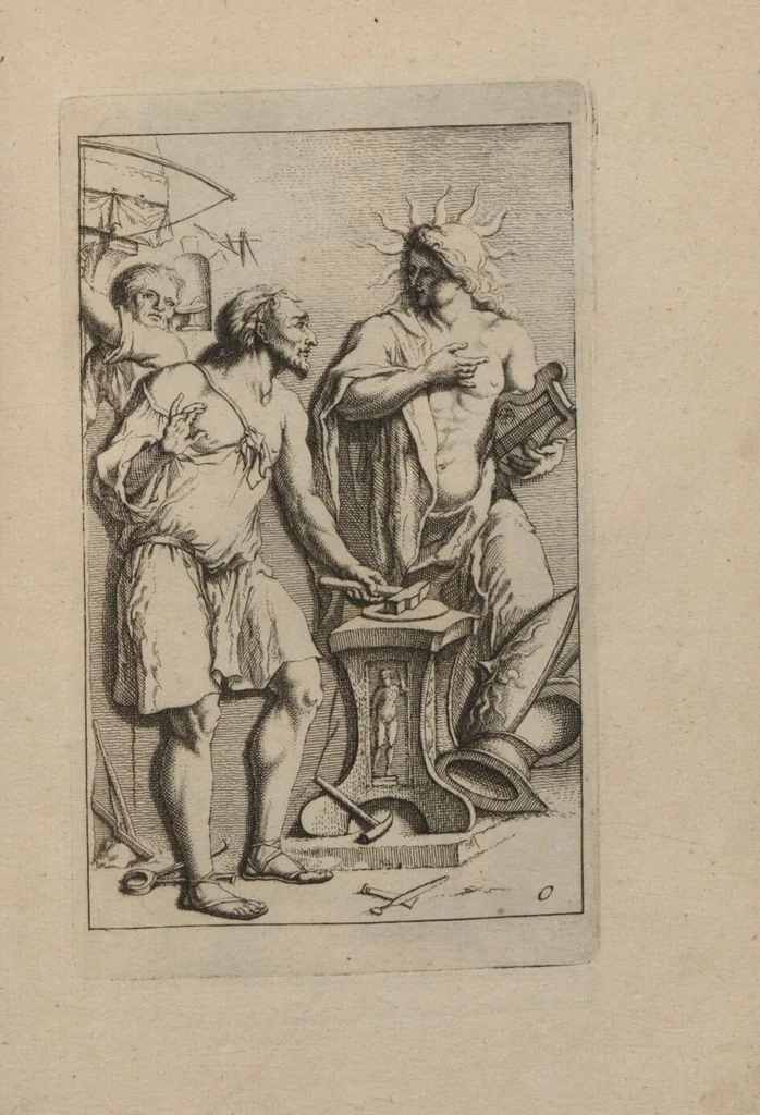 An illustration from Toneel van Sinnebeelden : geopent tot Dienst van Schilders Beelthouders etc / door A. Houbraken, 1736, leaf 37