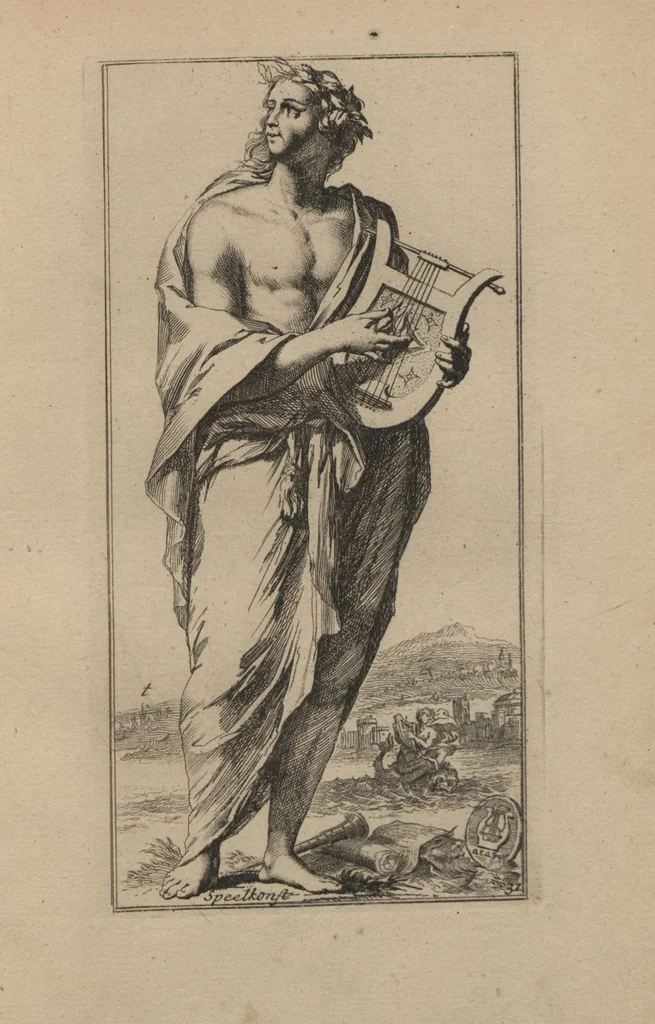 An illustration from Toneel van Sinnebeelden : geopent tot Dienst van Schilders Beelthouders etc / door A. Houbraken, 1736, leaf 47