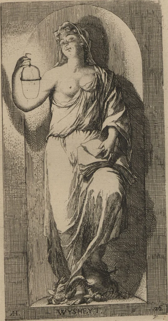 An illustration from Toneel van Sinnebeelden : geopent tot Dienst van Schilders Beelthouders etc / door A. Houbraken, 1736, leaf 51