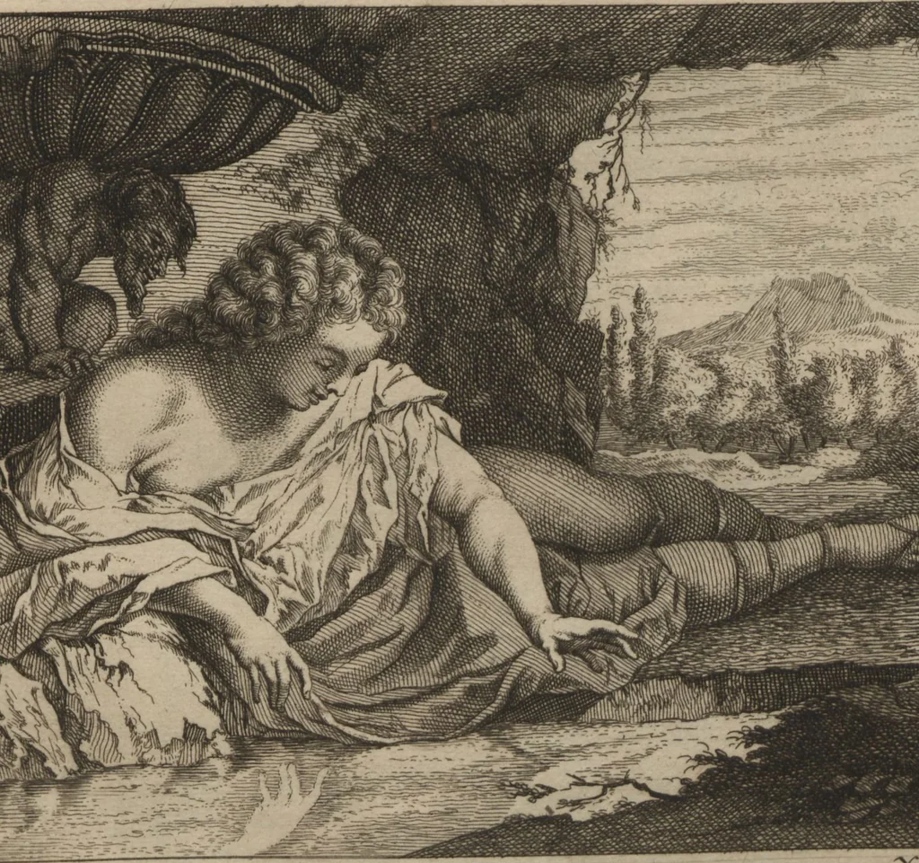 An illustration from Toneel van Sinnebeelden : geopent tot Dienst van Schilders Beelthouders etc / door A. Houbraken, 1736, leaf 71