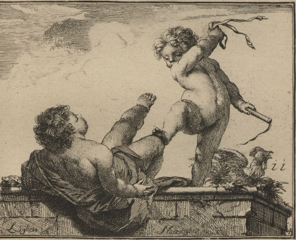 An illustration from Toneel van Sinnebeelden : geopent tot Dienst van Schilders Beelthouders etc / door A. Houbraken, 1736, leaf 93