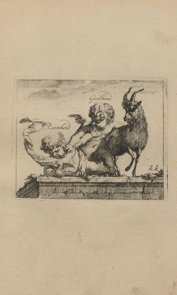 An illustration from Toneel van Sinnebeelden : geopent tot Dienst van Schilders Beelthouders etc / door A. Houbraken, 1736, leaf 97