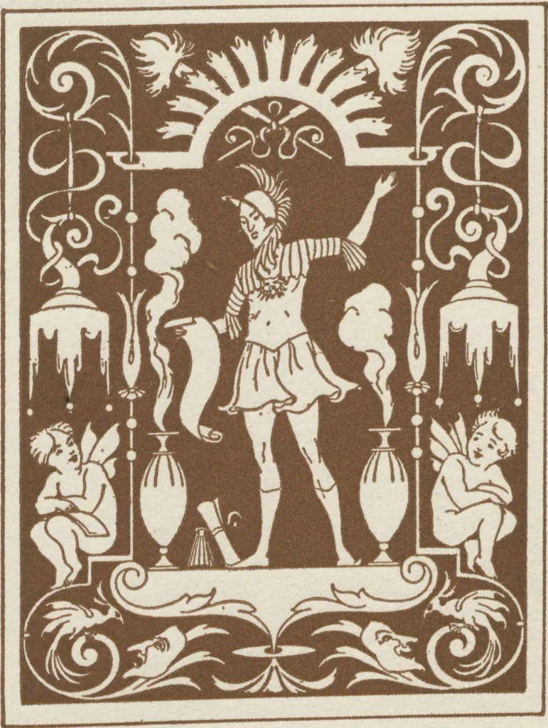 An illustration from The comedies of Molière : tapestries with subjects from the comedies of Molière, executed under Louis XV at the Royal Manufactory of Beauvais after cartoons by Jean Baptiste Oudry (1686-1755) and woven under the supervision of N. Besnier, 1686, leaf 1