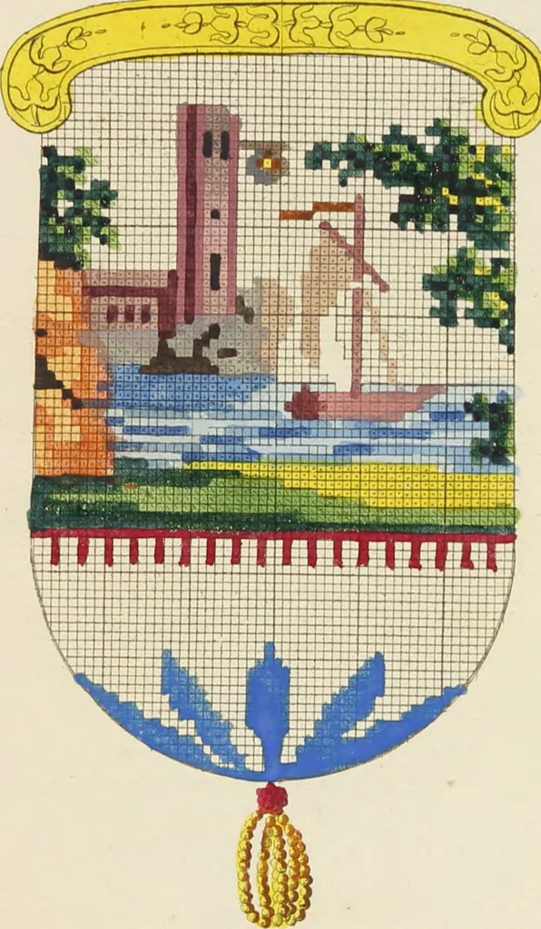 An illustration from [Beaded work], 1818, leaf 13