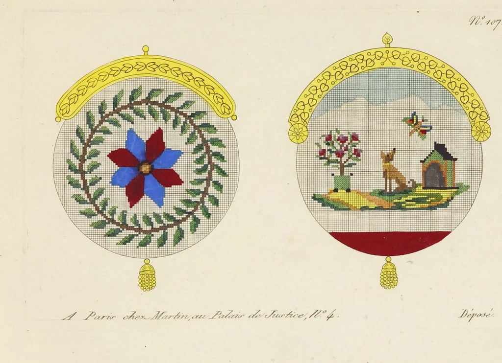 An illustration from [Beaded work], 1818, leaf 8