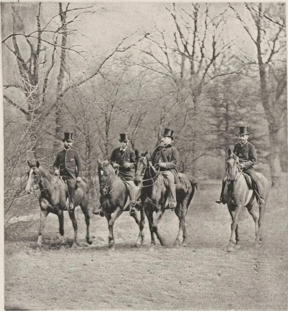 An illustration from Le tour du bois : photogravures : photographie hippique au Bois du Boulogne et Boulevard Saint-Germain, 1884, leaf 11