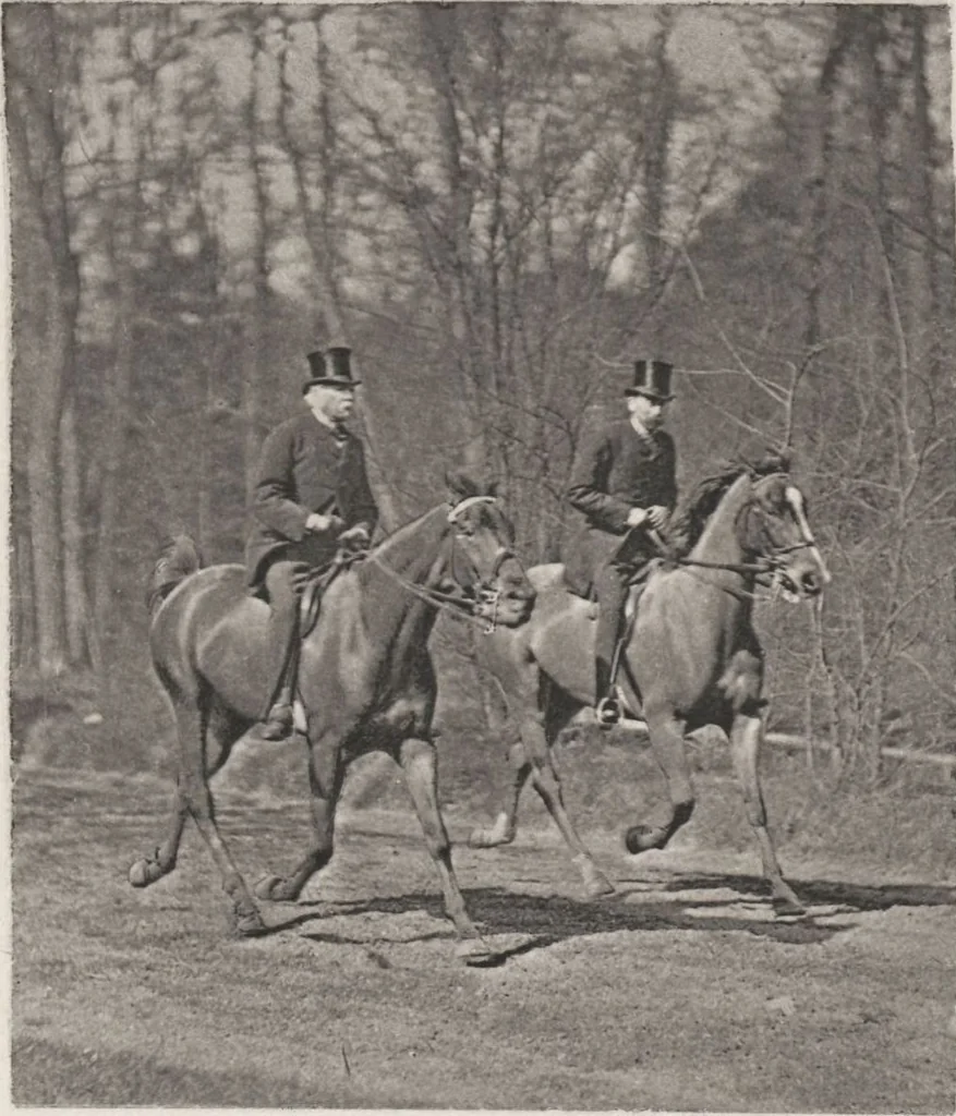 An illustration from Le tour du bois : photogravures : photographie hippique au Bois du Boulogne et Boulevard Saint-Germain, 1884, leaf 13