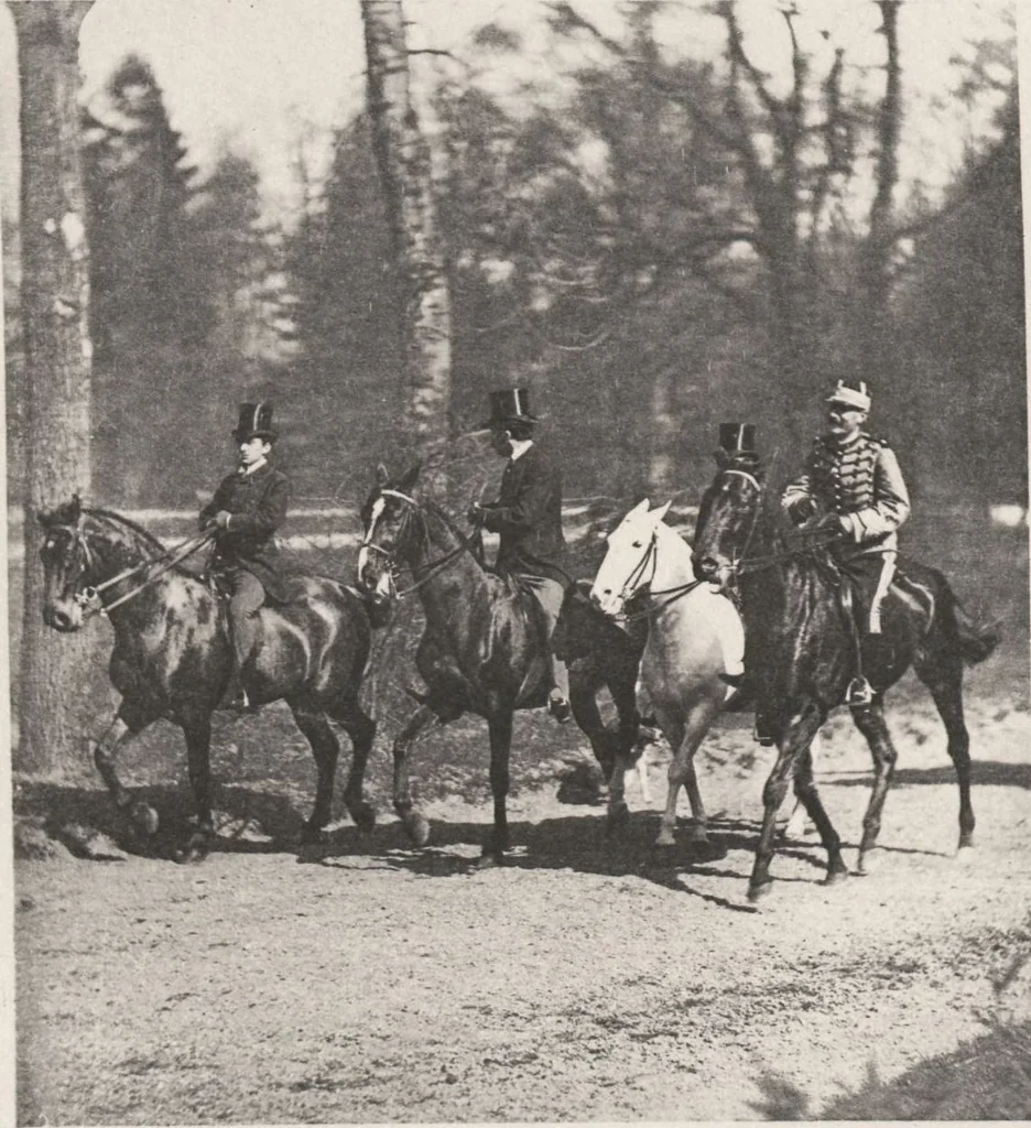 An illustration from Le tour du bois : photogravures : photographie hippique au Bois du Boulogne et Boulevard Saint-Germain, 1884, leaf 17
