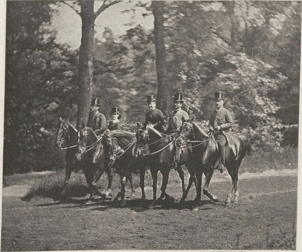 An illustration from Le tour du bois : photogravures : photographie hippique au Bois du Boulogne et Boulevard Saint-Germain, 1884, leaf 33