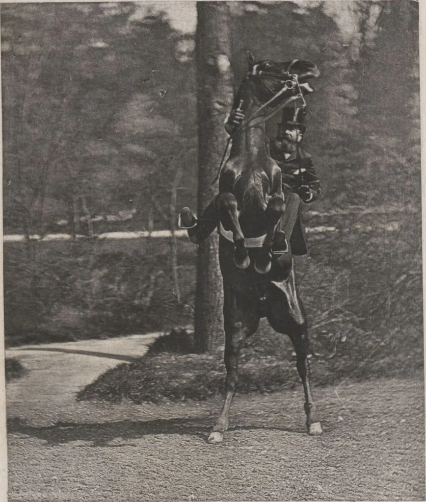 An illustration from Le tour du bois : photogravures : photographie hippique au Bois du Boulogne et Boulevard Saint-Germain, 1884, leaf 57