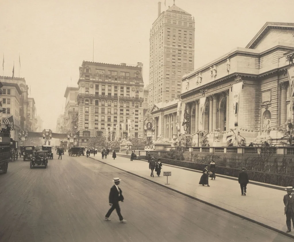 An illustration from [Decorations in the city of New York to honor and welcome the Italian commission, June 21, 22, 23, 1917 / phot. by Wurts brothers], 1917, leaf 11