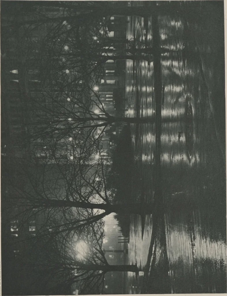 An illustration from Picturesque bits of New York and other studies / by Alfred Stieglitz, 1897, leaf 9