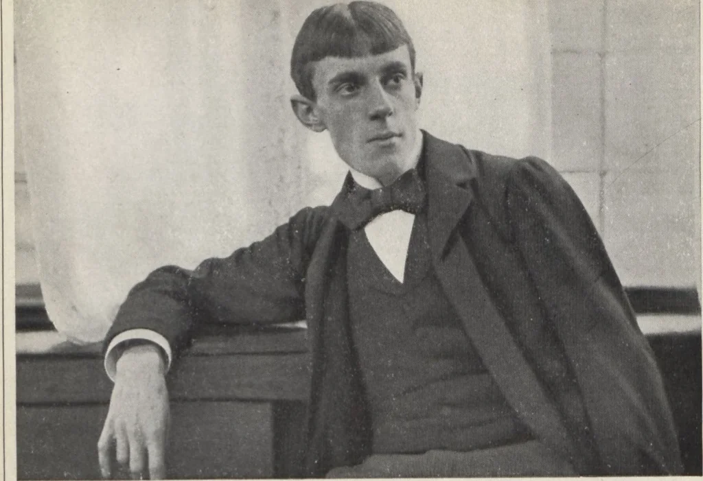 An illustration from Aubrey Vincent Beardsley : [catalogue of the first American exhibition of the original work of Aubrey Vincent Beardsley, held at the galleries of the Berlin Photographic Company, New York, October 21st to November 10th, 1911] / by Martin Birnbaum, 1911, leaf 6