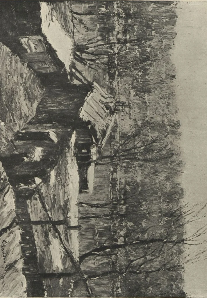 An illustration from Modern paintings, drawings, etc. exhibited for the benefit of the American War Relief ... January 2 to February 2, 1918 / [with a preface by Guy Pène du Bois], 1918, leaf 33