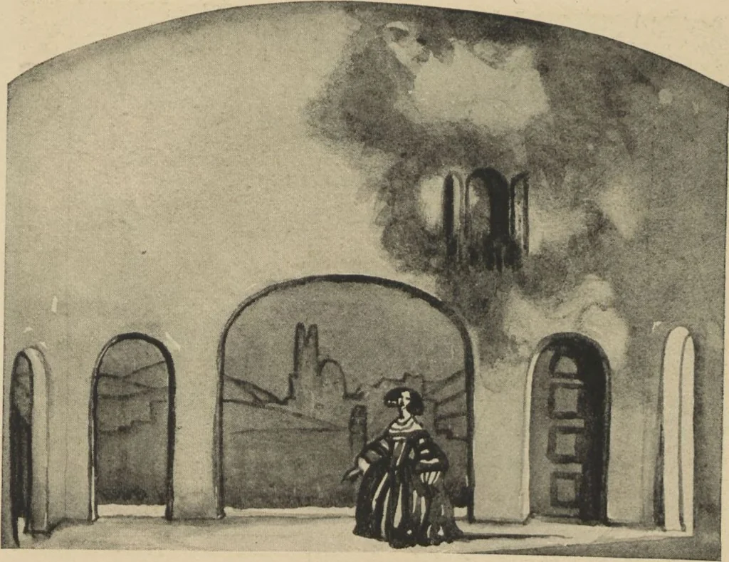 An illustration from American stage designs : an illustrated catalogue of the models, drawings and photographs exhibited at the Bourgeois Galleries in New York, April 5th to 26th, 1919, 1919, leaf 25