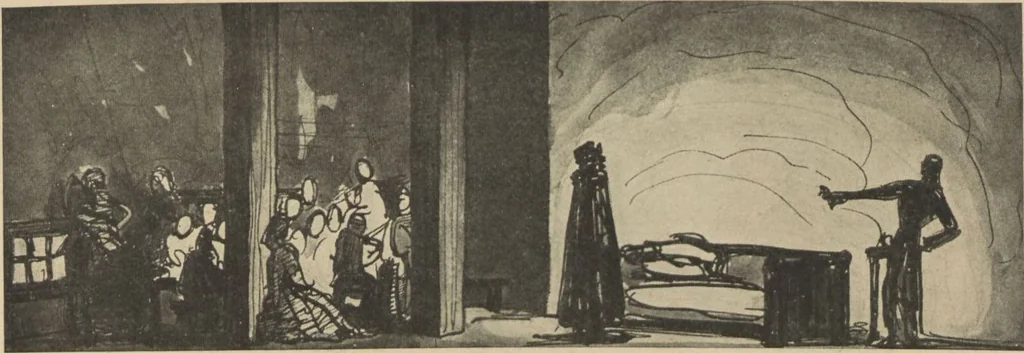 An illustration from American stage designs : an illustrated catalogue of the models, drawings and photographs exhibited at the Bourgeois Galleries in New York, April 5th to 26th, 1919, 1919, leaf 35