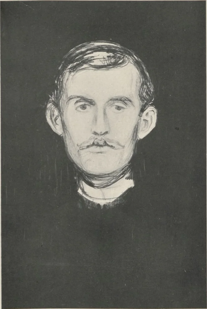 An illustration from Exhibition of etchings, lithographs and woodcuts by Edvard Munch of Christiana, Norway : November 29th to December 20th / under the auspices of the American-Scandinavian Foundation introduction and list by Christian Brinton, 1919, leaf 4