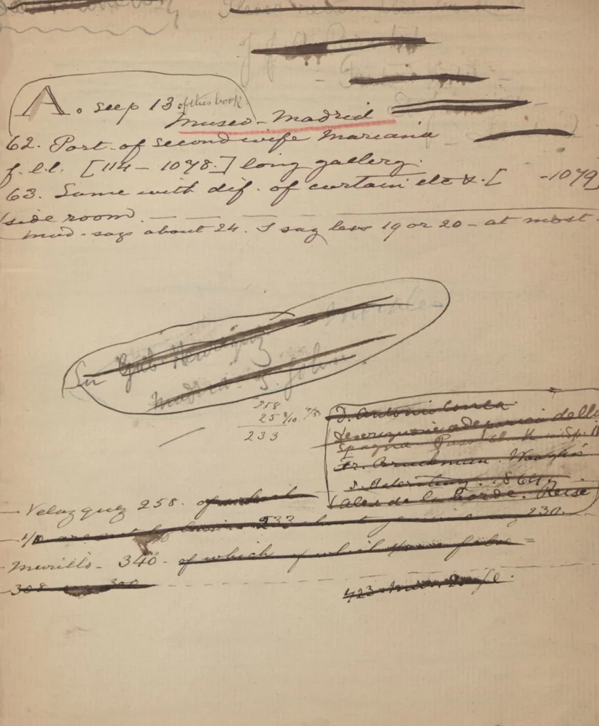 An illustration from MS. catalogue of Spanish paintings made by John Jacob Astor Bristead [sic], 1870-1875, 1870, leaf 16