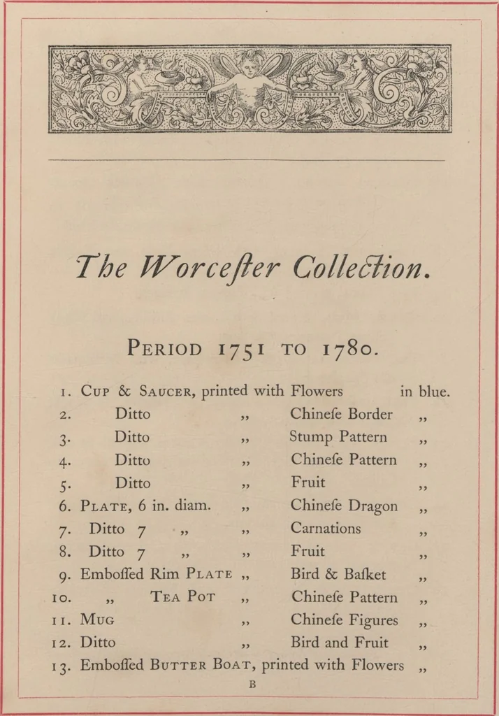 An illustration from Catalogue of the Worcester collection of porcelain : divided into six classes or periods, and illustrating the progress of ceramic manufacture at Worcester from its earliest period (1751) to 1862, 1863, leaf 18