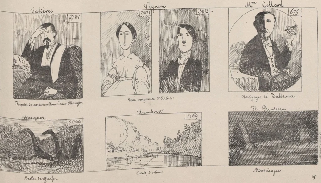 An illustration from Album caricatural : Salon de 1861 / par Galletti, 1861, leaf 49