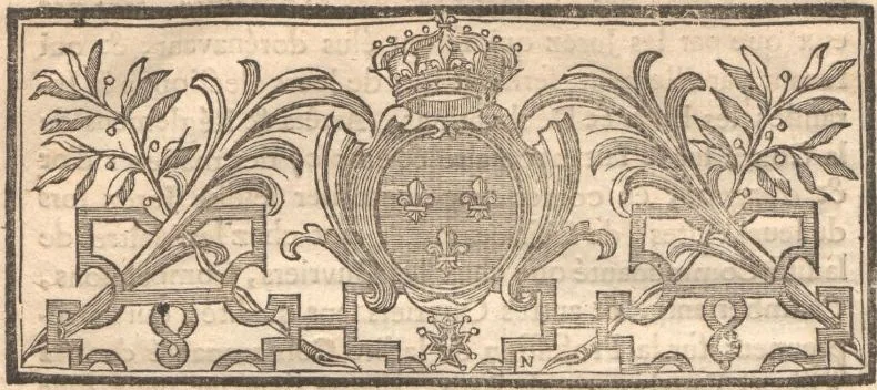An illustration from Arrest de la Cour des monnoyes, rendu en faveur de la Communauté des maîtres tablettiers de Paris : du 14 décembre 1739, 1739, leaf 1