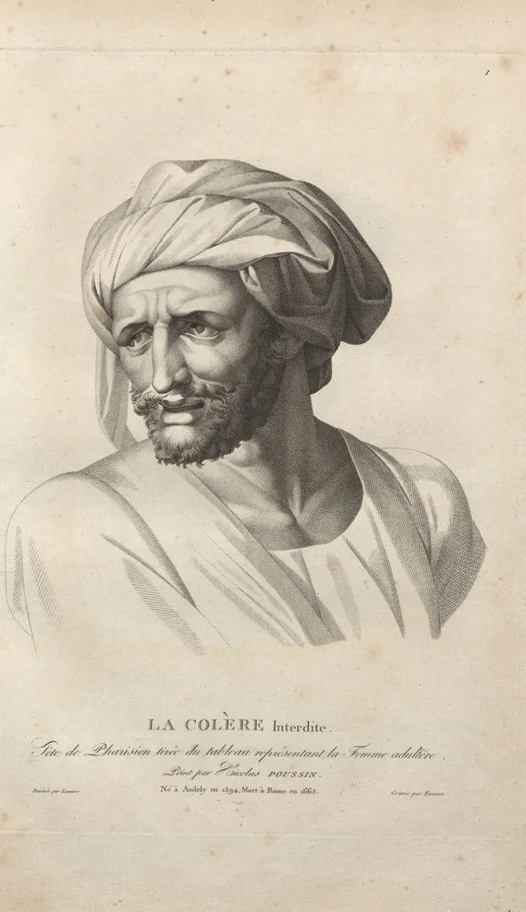 An illustration from Collections de têtes d'expressions représentant les différentes passions de l'ame : dessinées d'après les tableaux du Musée central des arts de Paris / par Jph. et Ane. Sauvage dit Lemire dédiées au citoyen Chaptel, ministère de l'Interior par J.J.F. Tassaert, 1803, leaf 13