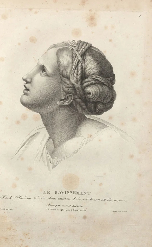 An illustration from Collections de têtes d'expressions représentant les différentes passions de l'ame : dessinées d'après les tableaux du Musée central des arts de Paris / par Jph. et Ane. Sauvage dit Lemire dédiées au citoyen Chaptel, ministère de l'Interior par J.J.F. Tassaert, 1803, leaf 19